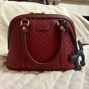 Gucci Red Embossed Leather Satchel